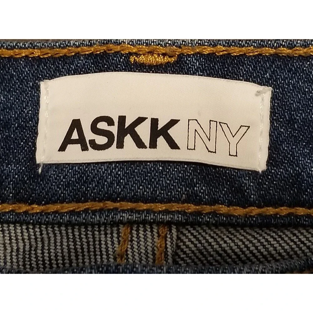 Askk NY Jeans Women Size 27 Straight Leg Stretch Denim Button Fly USA (30x27.5)
